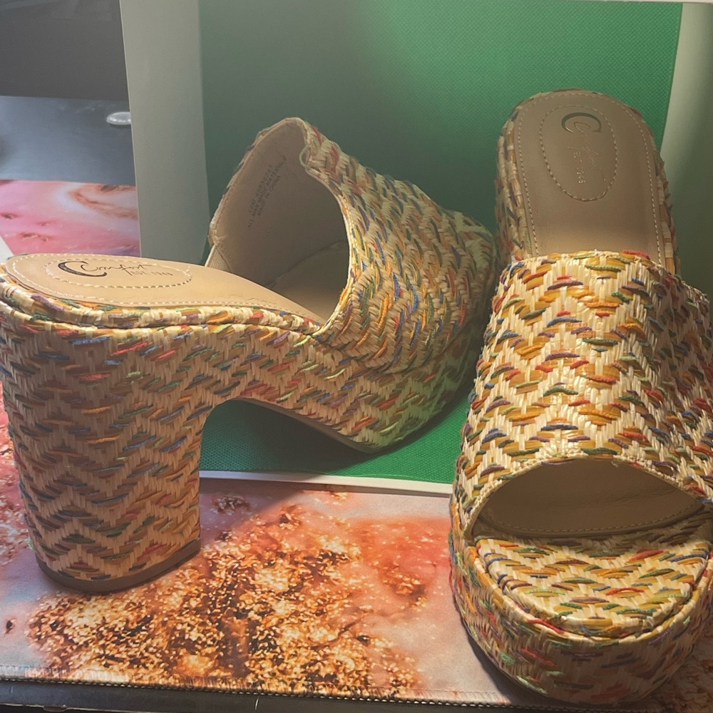 Cato Multicolor Woven Platform Sandals